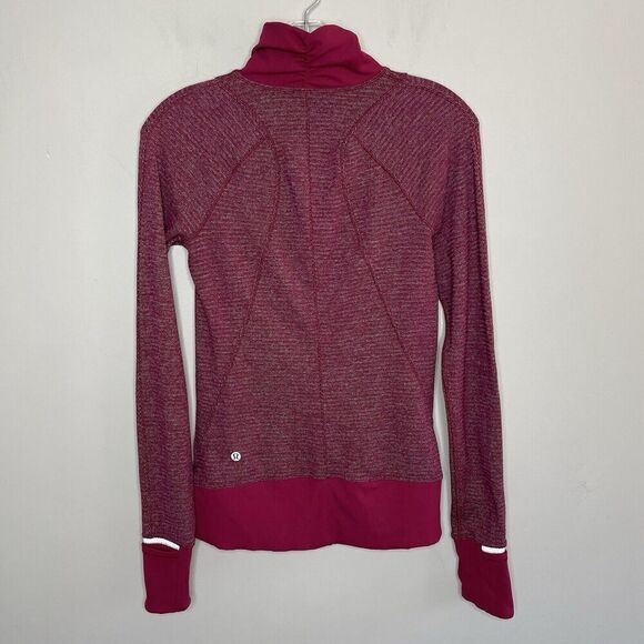 LULULEMON Runderful 1/2-Zip Womens 4 Mini Check Red Berry Rumble Running - Picture 10 of 14